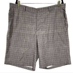 Nike Dri-Fit Fairway Grey Window Pane Plaid Golf Shorts Lightweight Outdoor 38